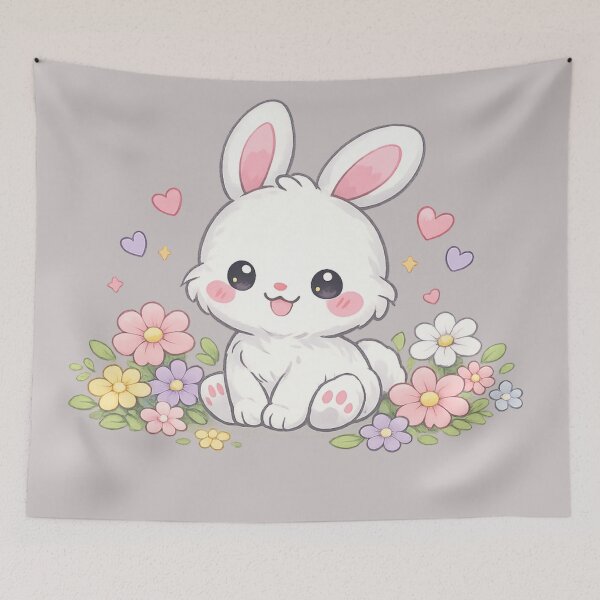 Item preview, happy rabbit baby with hearts in garden  designed and sold by Uni-Fashion.