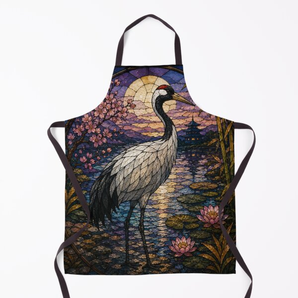 Item preview, Moonlit Crane in Stained Glass – Sakura Serenity designed and sold by Karszul.