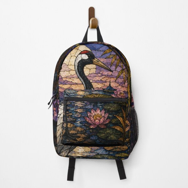 Item preview, Moonlit Crane in Stained Glass – Sakura Serenity designed and sold by Karszul.