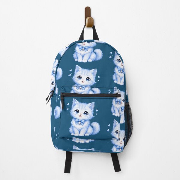 Item preview, Adorable Fluffy Blue Kitty Bow and Hearts designed and sold by digitalbob60.