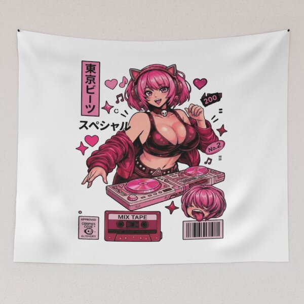 Item preview, Anime DJ girl with pink hair designed and sold by Ahmedsyde.