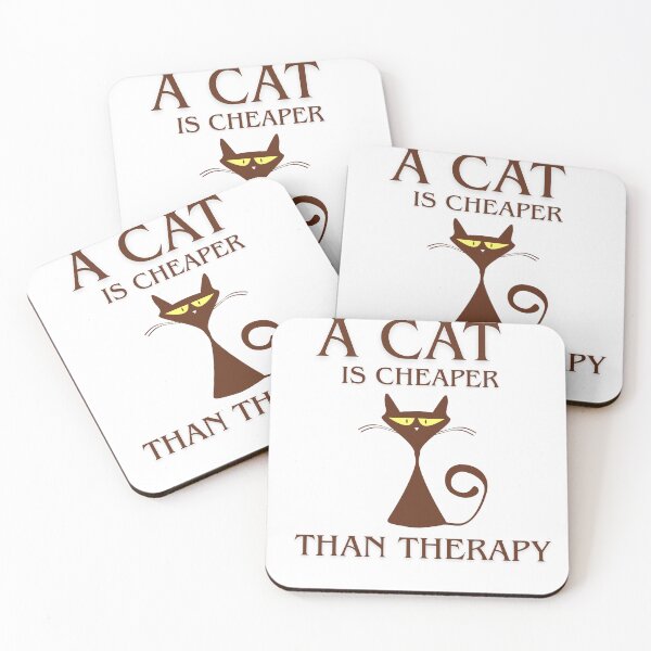 Item preview, A cat is cheaper than terapy - brown designed and sold by Tshirtmania4you.
