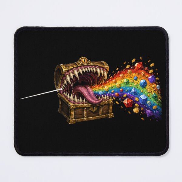 Item preview, Fantasy RPG Mimic Chest Rainbow Polyhedral Dice Prism Parody designed and sold by Fenay Designs.