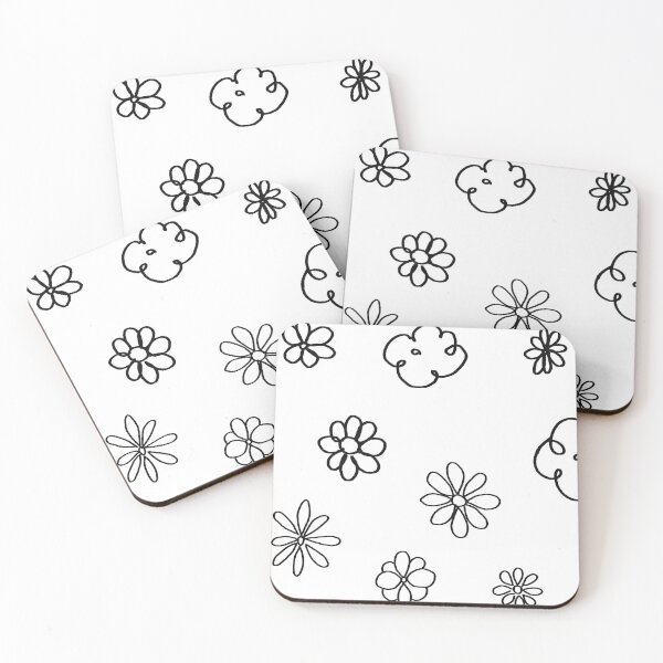 Item preview, Hand Drawn Doodle Flowers Set – Black Chalk Chamomile and Daisy Scribbles designed and sold by EmeraldeaDesign.