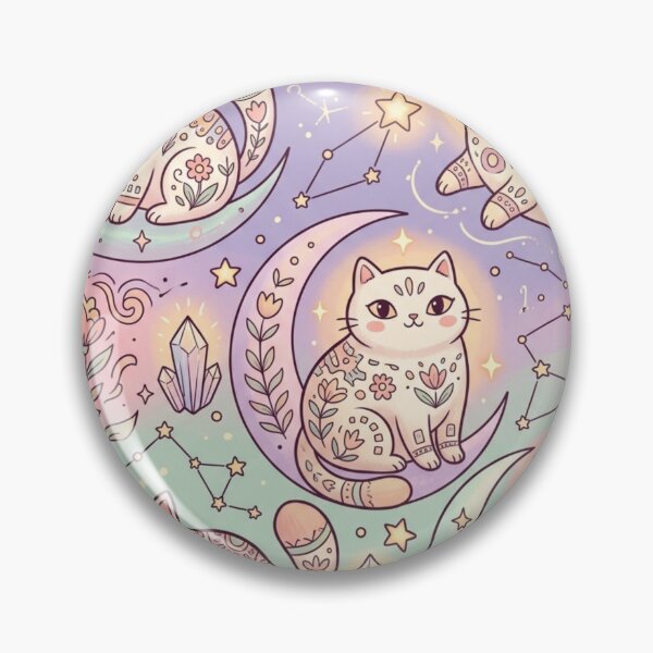 Item preview, Cute Celestial Cat Pattern with Magic Crystals designed and sold by Iampoji.