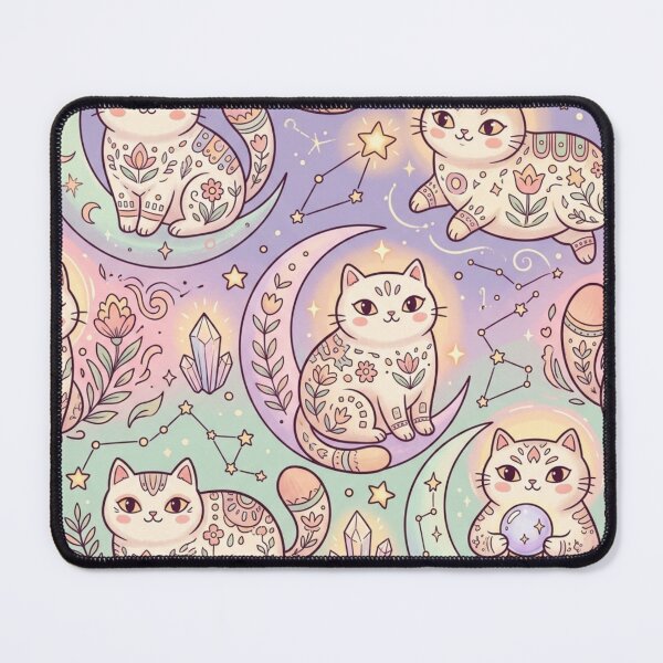 Item preview, Cute Celestial Cat Pattern with Magic Crystals designed and sold by Iampoji.