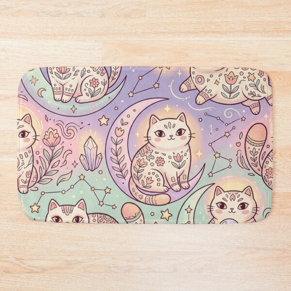 Item preview, Cute Celestial Cat Pattern with Magic Crystals designed and sold by Iampoji.