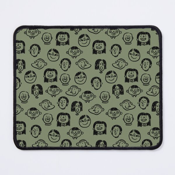 Item preview, Funny Cartoon Face Doodle Pattern Sage Green People designed and sold by Zaya_art.