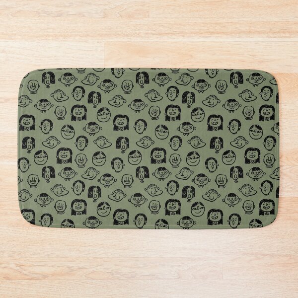 Item preview, Funny Cartoon Face Doodle Pattern Sage Green People designed and sold by Zaya_art.