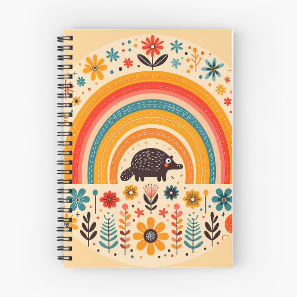 Item preview, Spiny Porcupine Under Rainbow Arch - Scandinavian Folk Art by heidiannemorris © designed and sold by FOLK ART FUSION.