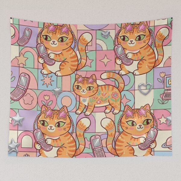 Item preview, Retro Y2K Aesthetic Cute Orange Cat Pattern designed and sold by Iampoji.