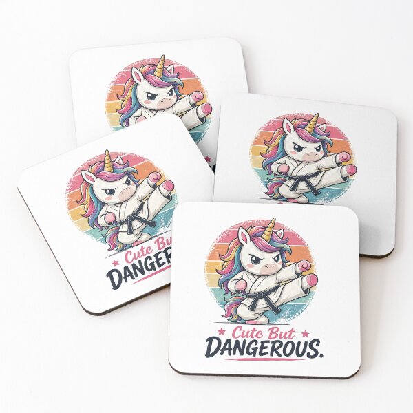 Item preview, Cute But Dangerous – Karate Unicorn Retro Sunset Martial Arts Design designed and sold by MusesWhispers.