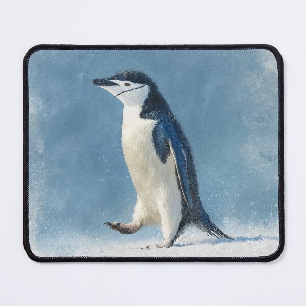 Item preview, Penguin walking across a snowy landscape with blue background designed and sold by Sasas Design.