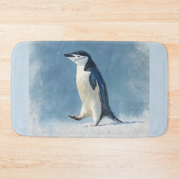 Item preview, Penguin walking across a snowy landscape with blue background designed and sold by Sasas Design.
