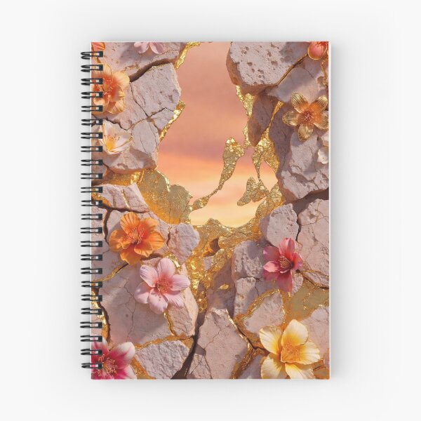 Item preview, Kintsugi Floral on Cracked Marble Sunset Art designed and sold by IntelliMindDesigns.