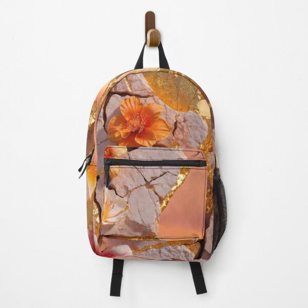 Item preview, Kintsugi Floral on Cracked Marble Sunset Art designed and sold by IntelliMindDesigns.