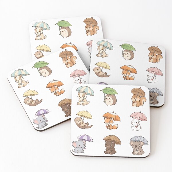 Item preview, Cute animals Sticker Pack Kawaii Rainy Day Animals Aesthetic animal Umbrellas Stickers designed and sold by Art IN Pack.