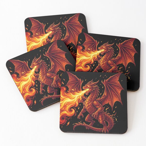 Aperçu de l'œuvre Illustration graphique d'un dragon de feu rouge féroce créée et vendue par pranshuvibes.