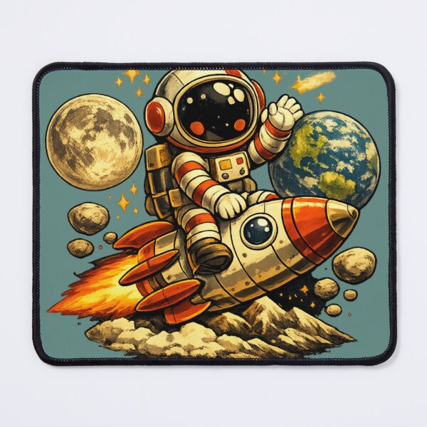 Item preview, Retro Cute Astronaut Riding Rocket designed and sold by radiogalaxy.