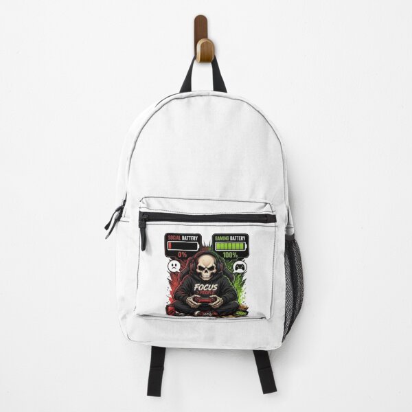 Item preview, Social Battery 0 Gaming Battery 100 Gamer Skull Meme designed and sold by Northern Glow Art.