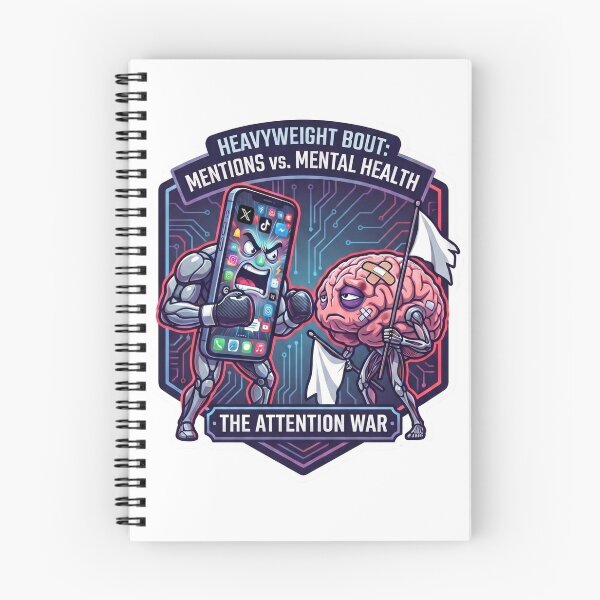 Item preview, Social Media vs Mental Health: 'The Attention War' Cyberpunk Sticker designed and sold by LevelUpLad.