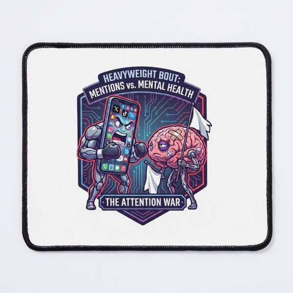 Item preview, Social Media vs Mental Health: 'The Attention War' Cyberpunk Sticker designed and sold by LevelUpLad.