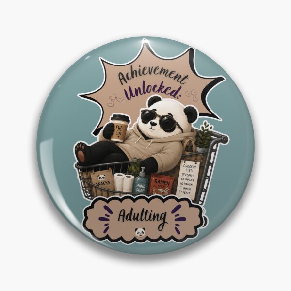 Item preview, Achievement Unlocked Adulting Funny Panda Sticker designed and sold by EnginerdStudio.