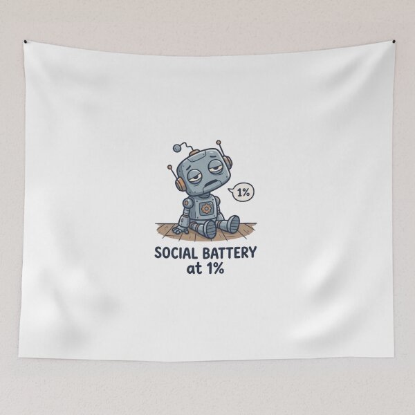 Item preview, Social Battery at 1% - Funny Introvert Aesthetic Quote designed and sold by Harrak Housni.