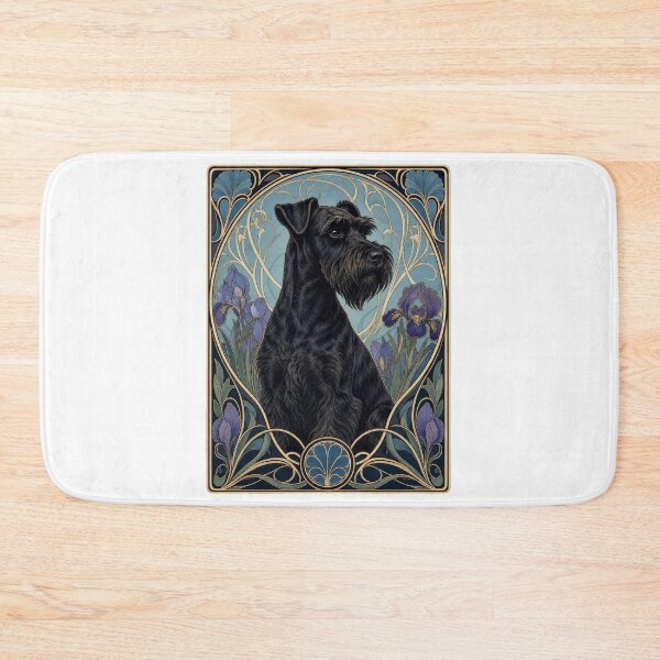 Item preview, Elegant Black Schnauzer Dog Art Nouveau designed and sold by AntiqueImages.