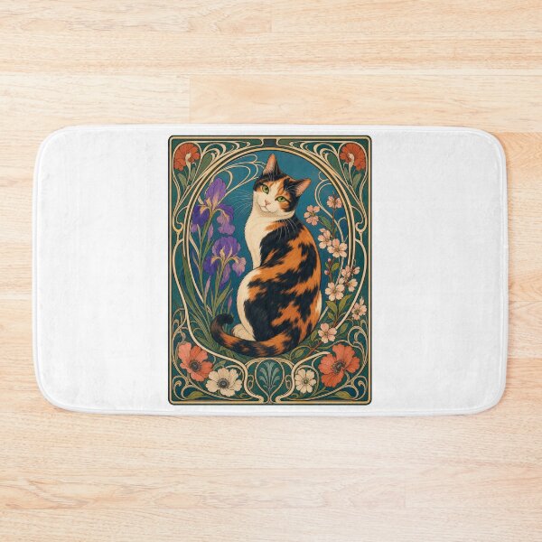 Item preview, Calico Cat Art Nouveau Floral designed and sold by AntiqueImages.