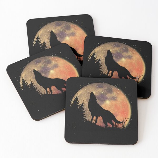 Item preview, Golden Moon Howling Wolf Art designed and sold by StyleBloomes.