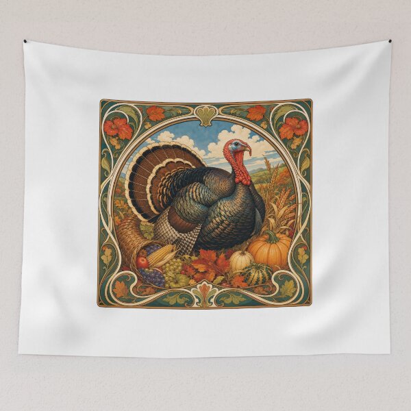 Item preview, Art Nouveau Thanksgiving Turkey Harvest designed and sold by AntiqueImages.
