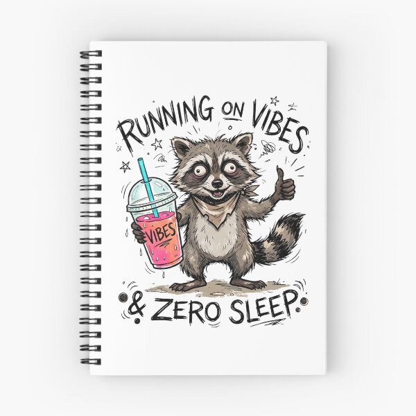 Item preview, Running On Vibes & Zero Sleep - Funny Caffeinated Raccoon designed and sold by LevelUpLad.
