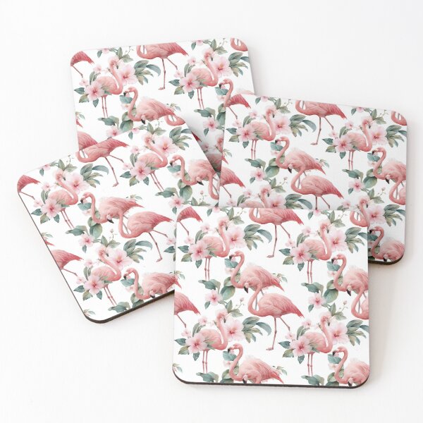 Item preview, Watercolor Flamingo Hibiscus Floral Pattern designed and sold by Canvas-Whispers.
