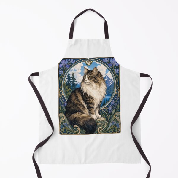 Item preview, Majestic Long Haired Cat Art Nouveau Mountain designed and sold by AntiqueImages.