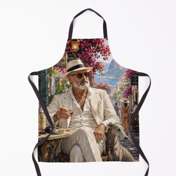 Item preview, Hemingway in Rio | Surreal Tropical Café with Greyhound & Parakeetn designed and sold by Vibranta Studio.