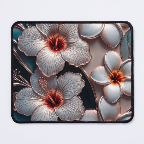 Item preview, 3D Embossed White Teal Floral Art designed and sold by IntelliMindDesigns.