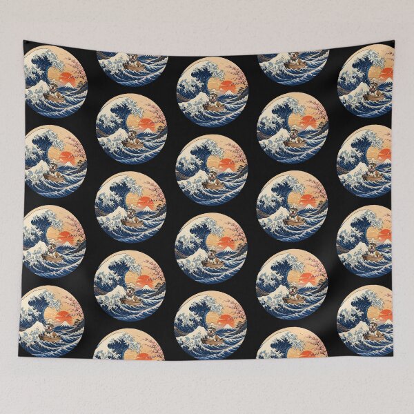 Item preview, Funny American Bulldog Captain Japanese Kanagawa Wave Japan Boat Mom Dad Kids designed and sold by FurryHavenPH.