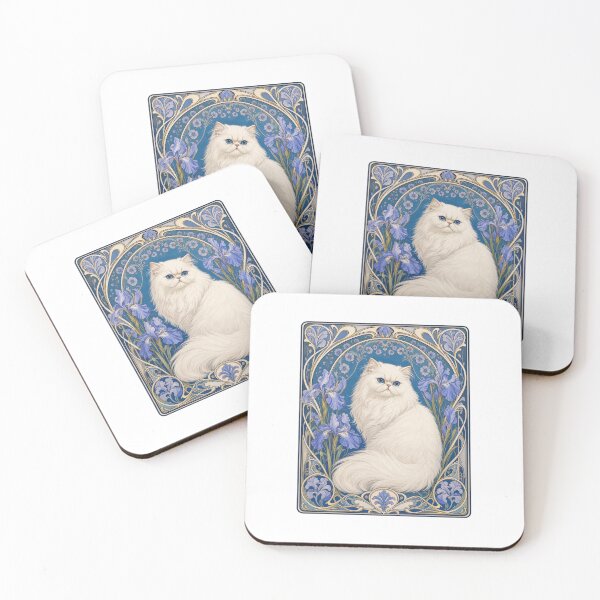 Item preview, Art Nouveau Persian Cat Iris Floral designed and sold by AntiqueImages.