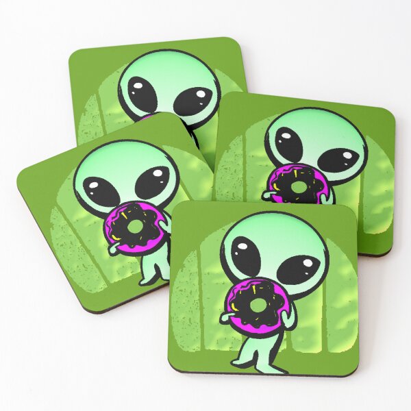 Item preview, Alien Kawaii Pink Donut Extraterrestrial Eating Donut Cute Meme designed and sold by AstronautMerch.