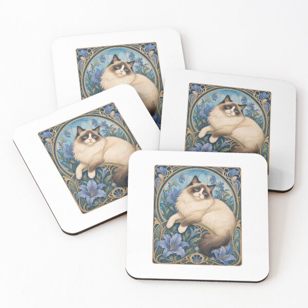 Item preview, Elegant Ragdoll Cat Art Nouveau Floral designed and sold by AntiqueImages.
