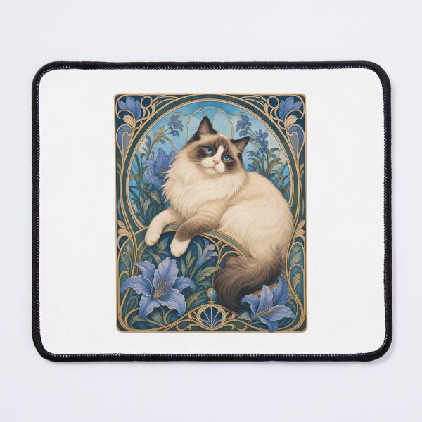 Item preview, Elegant Ragdoll Cat Art Nouveau Floral designed and sold by AntiqueImages.