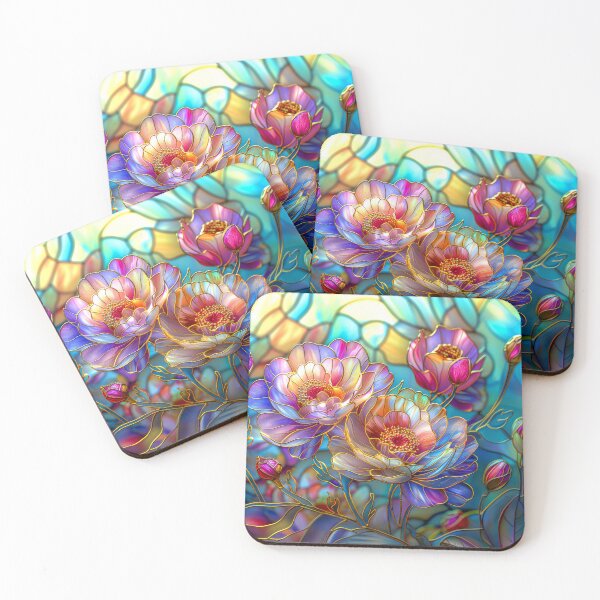 Item preview, Peonies Stained Glass Art designed and sold by MargaretWiktor.