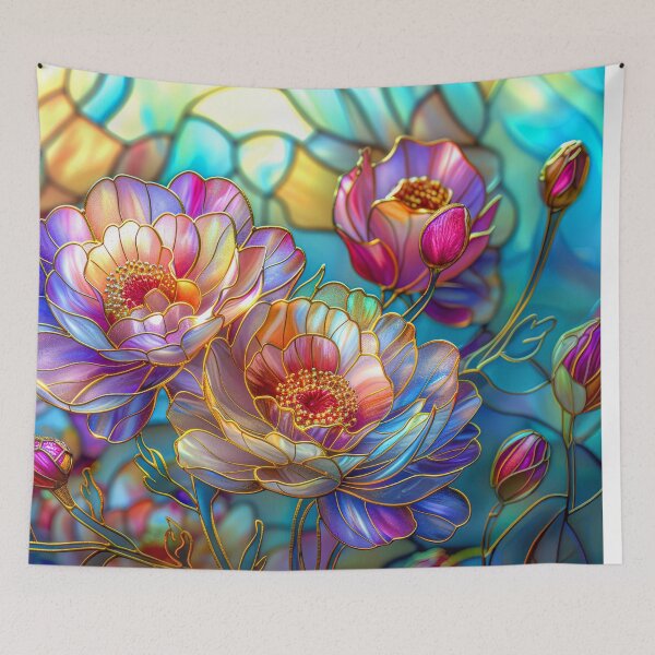 Item preview, Peonies Stained Glass Art designed and sold by MargaretWiktor.