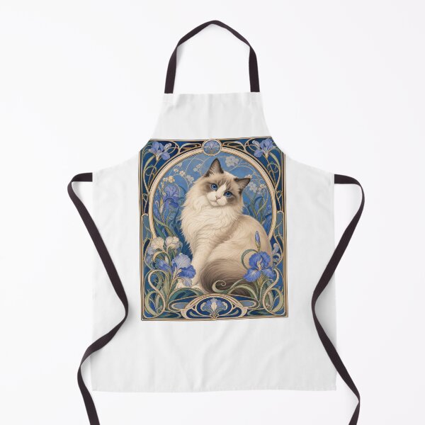 Item preview, Blue Eyed Ragdoll Cat Art Nouveau Floral designed and sold by AntiqueImages.