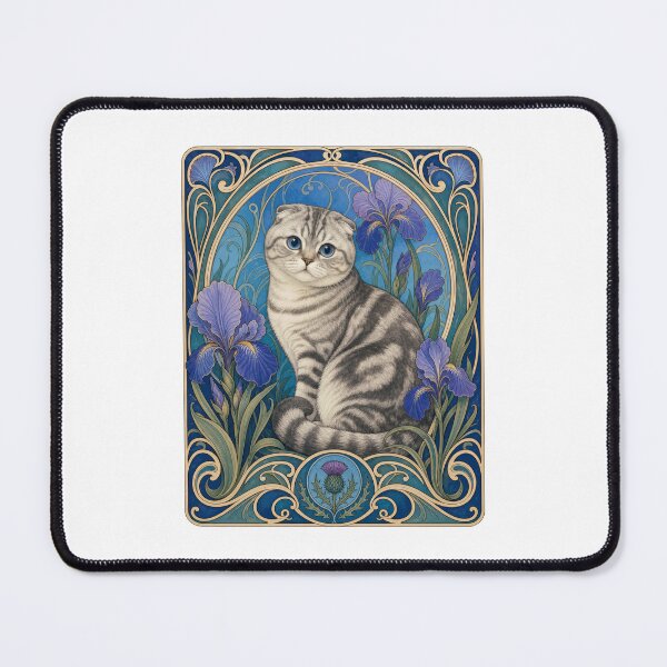 Item preview, Scottish Fold Cat Art Nouveau Floral designed and sold by AntiqueImages.