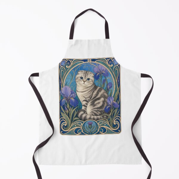 Item preview, Scottish Fold Cat Art Nouveau Floral designed and sold by AntiqueImages.