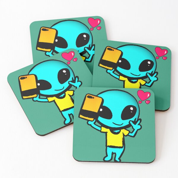 Item preview, Alien Kawaii Selfie Hearts Yellow T-Shirt Extraterrestrial Cute Y2K designed and sold by AstronautMerch.