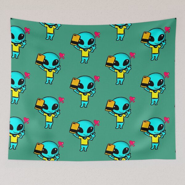 Item preview, Alien Kawaii Selfie Hearts Yellow T-Shirt Extraterrestrial Cute Y2K designed and sold by AstronautMerch.