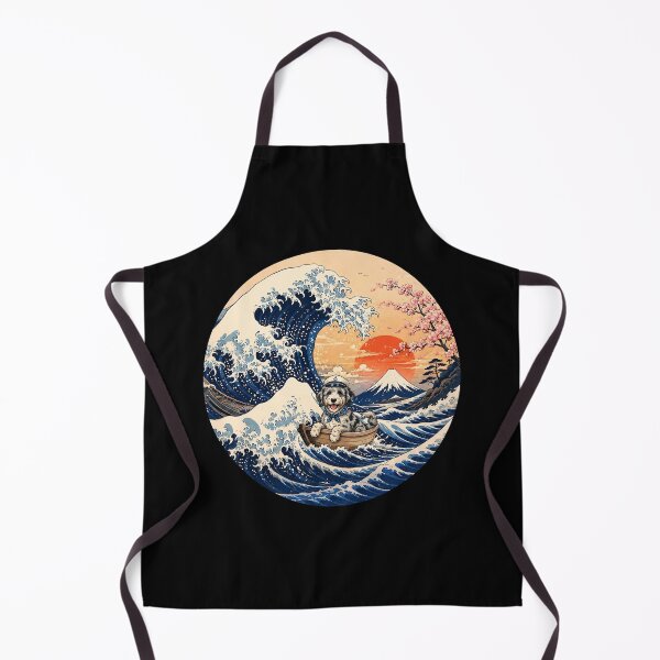 Item preview, Funny Aussiedoodle Captain Japanese Kanagawa Wave Japan Boat Mom Dad Kids designed and sold by FurryHavenPH.